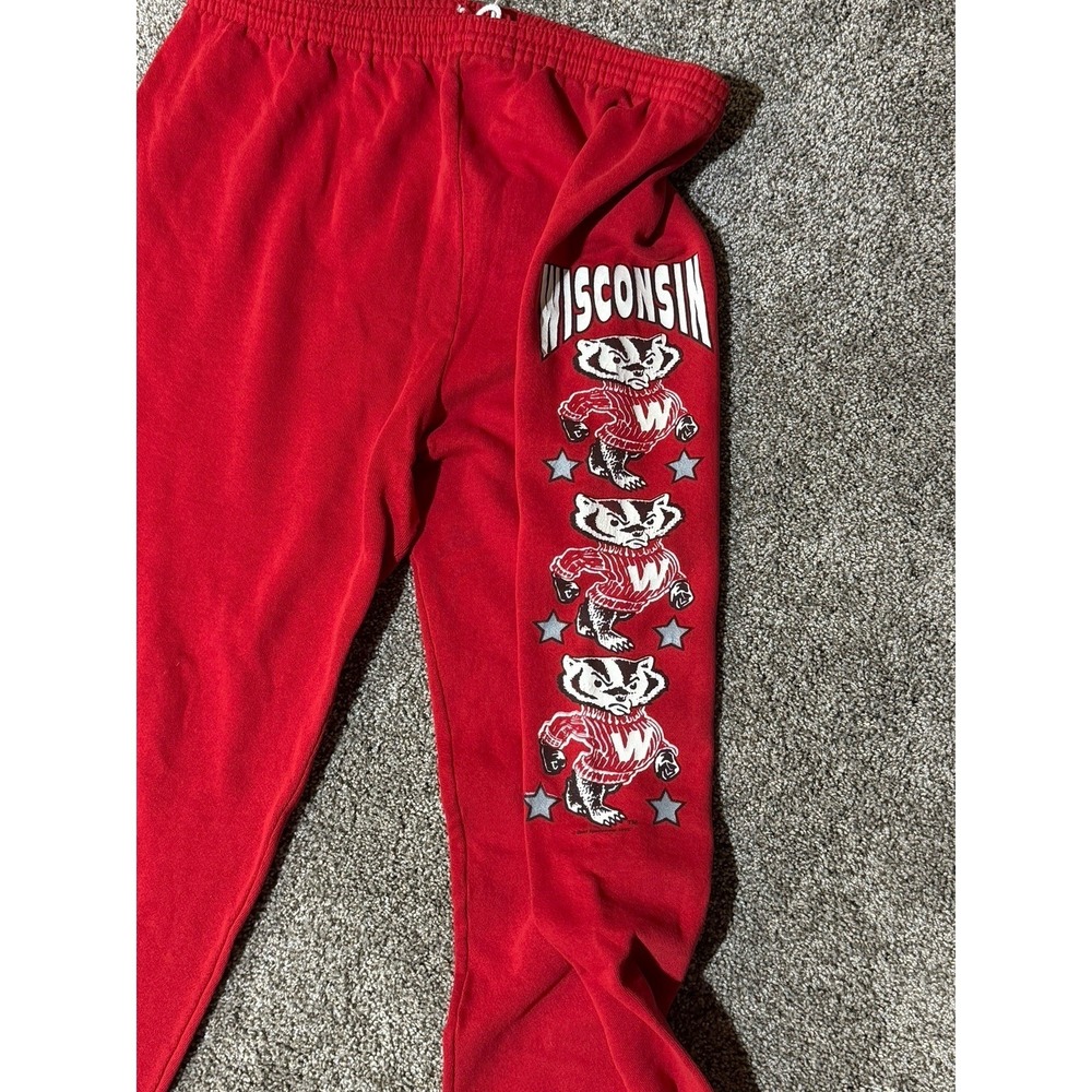 VTG 90s Wisconsin Badgers Spellout Sweatpants 1992 Size XL Made in USA Red